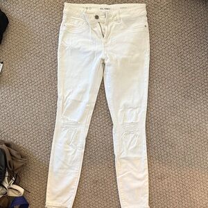DL1961 Cream Distressed Skinny Jeans